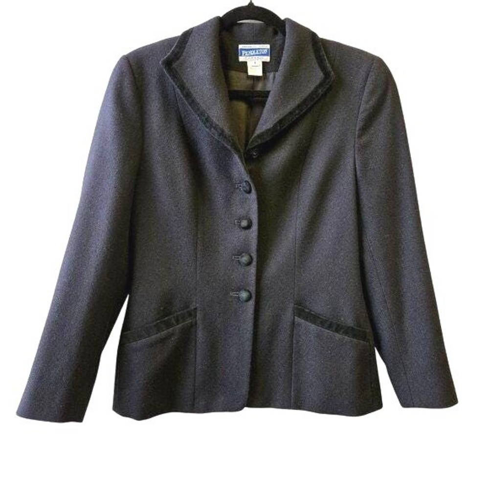 Pendleton Vintage Wool Blazer Dark‎ Academia 6 Old Money Classic Preppy Black
